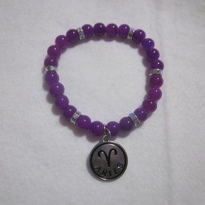 Purple Aries Charm Bracelet.